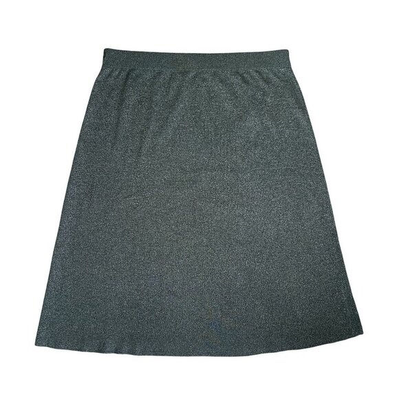Holiday Midi Sweater Skirt XXL Green Holiday Shimmer Pull On Lurex Banana Republ - Picture 2 of 12